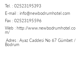 New Bodrum Hotel iletiim bilgileri